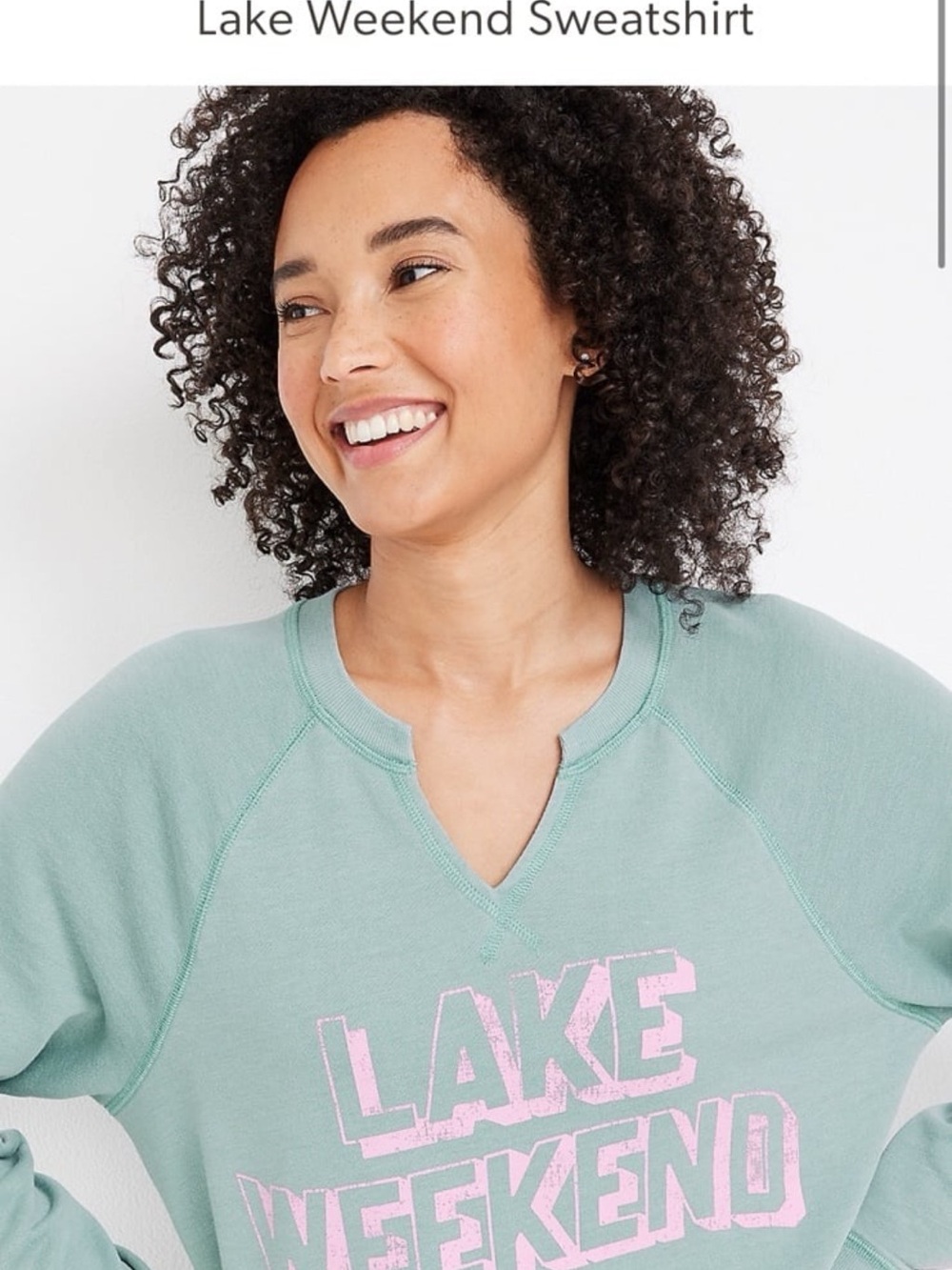 Maurices Mint Green 'Lake Weekend' Sweatshirt with Pink Graphic